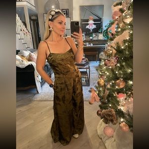 Gold and black metallic wide leg jumpsuit